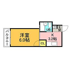 サニー庚午 1Kの間取図画像