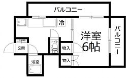 ヴィラ高精 1Kの間取図画像