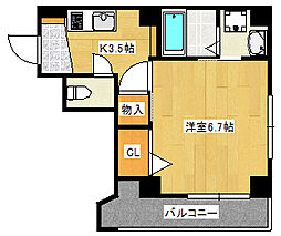 リフレスロイヤルシティ3 1Kの間取図画像