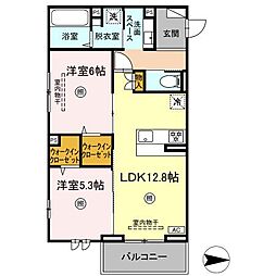 メゾン中筋 2LDKの間取図画像