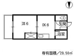第五鍵山ビル 1DKの間取図画像