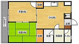 コーポラス福乃湯 2DKの間取図画像