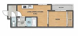 レジデンシャル戸坂駅前 1LDKの間取図画像