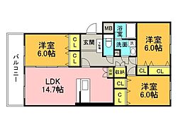 大和ガーデンコート1棟 3LDKの間取図画像