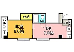 レジデンス古田 1Kの間取図画像