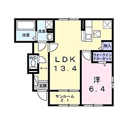 メゾン カルム 1LDKの間取図画像
