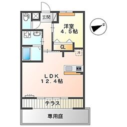 ウイステリア2番館 1LDKの間取図画像