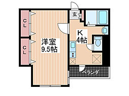 VIALE舟入中町 1Kの間取図画像