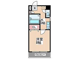 横川マンション 1Kの間取図画像
