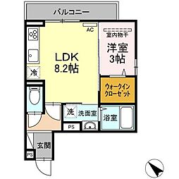 タウン中筋 1LDKの間取図画像