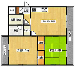 ヴェナール 2LDKの間取図画像