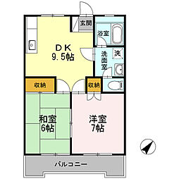 川本ビル 2DKの間取図画像