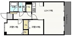 シャンボール国泰寺 2LDKの間取図画像