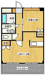 ディア・ベルジュ 1LDKの間取図画像