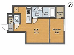 S-MOVE庚午北 1LDKの間取図画像