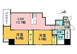 S-RESIDENCE富士見町aglitter 2LDKの間取図画像