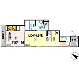 Colermo舟入南 1LDKの間取図画像
