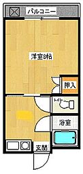 ハイツ矢賀新町2 1Kの間取図画像