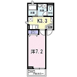 カーサプリート 1Kの間取図画像
