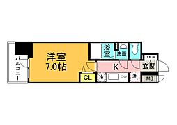 プレサンス広島中央 1Kの間取図画像