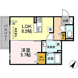ベローナ 1LDKの間取図画像
