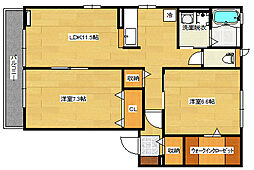 Lトア・エム 2LDKの間取図画像