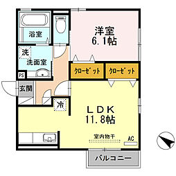 アムールK 1LDKの間取図画像