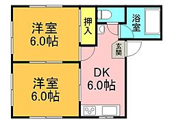 シティーコーポ木坂 2DKの間取図画像