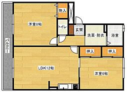 パストラール今村 2LDKの間取図画像