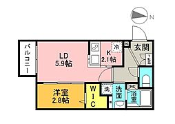 月光江波東零番館 1LDKの間取図画像