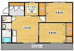 サンシャイン江波 3LDKの間取図画像