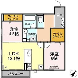 ラップスブルーメ川内 2LDKの間取図画像