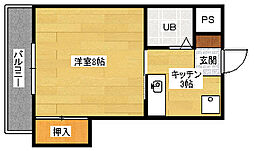 コーポさえき 1Kの間取図画像