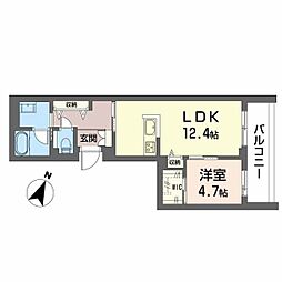 広島市安佐南区祇園7丁目マンション 1LDKの間取図画像