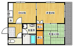 小口コーポ 2DKの間取図画像