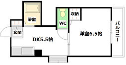 クレセントハウス 1DKの間取図画像