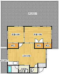 岡田ビル 4階2LDKの間取り