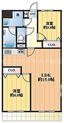 洋伸小豆沢公園マンション 2LDKの間取図画像