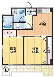 リバーテラス高島平 2DKの間取図画像