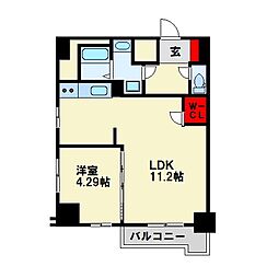 JR鹿児島本線 枝光駅 徒歩11分の賃貸マンション 12階1LDKの間取り