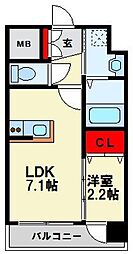 JR鹿児島本線 黒崎駅 徒歩15分の賃貸マンション 1階1LDKの間取り