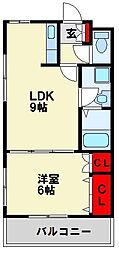 ローズ・フェアリー2 1LDKの間取図画像