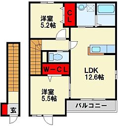 トゥルーハート 2LDKの間取図画像