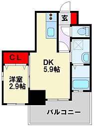 ラグーナ黒崎 1DKの間取図画像