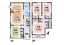 愛知郡愛荘町愛知川 4LDKの間取り
