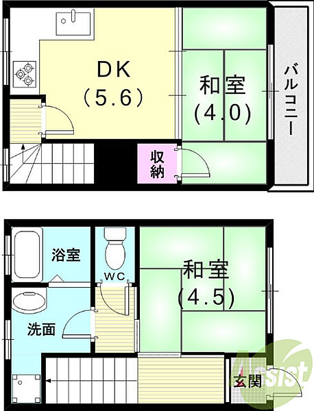 須磨千守町貸家 1｜兵庫県神戸市須磨区千守町1丁目(賃貸一戸建2DK・1階・39.00㎡)の写真 その2