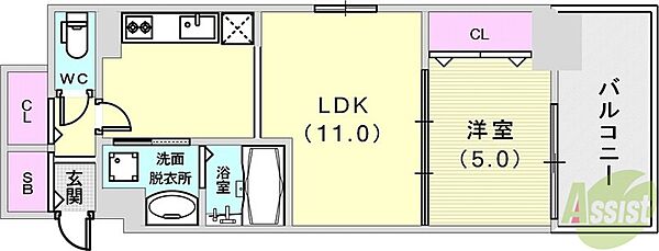 神戸Harborside萬利Residence ｜兵庫県神戸市中央区海岸通2丁目(賃貸マンション1LDK・8階・41.90㎡)の写真 その2