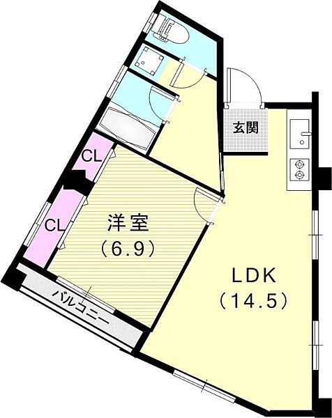 アーティスト神戸三ノ宮ビル ｜兵庫県神戸市中央区二宮町4丁目(賃貸マンション1LDK・3階・47.38㎡)の写真 その2