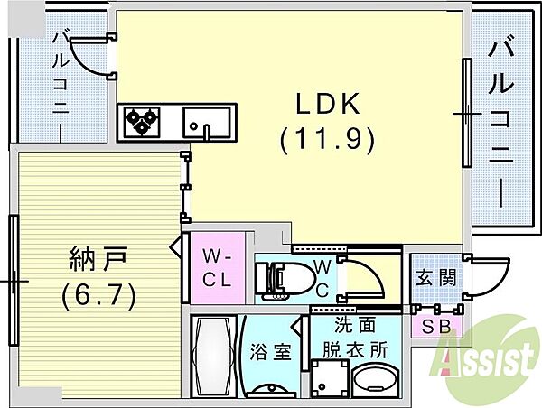 シー・クリサンス神戸 ｜兵庫県神戸市灘区灘北通10丁目(賃貸マンション1LDK・10階・40.00㎡)の写真 その2