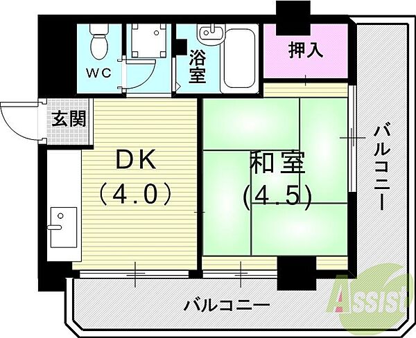 東芦屋マンション ｜兵庫県芦屋市東芦屋町(賃貸マンション1K・3階・24.75㎡)の写真 その2